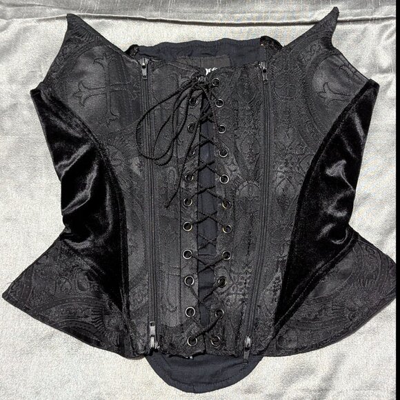 Lip Service Tops - Vintage Lip Service Velvet Cathedral Peplum Bustier Black Medium
